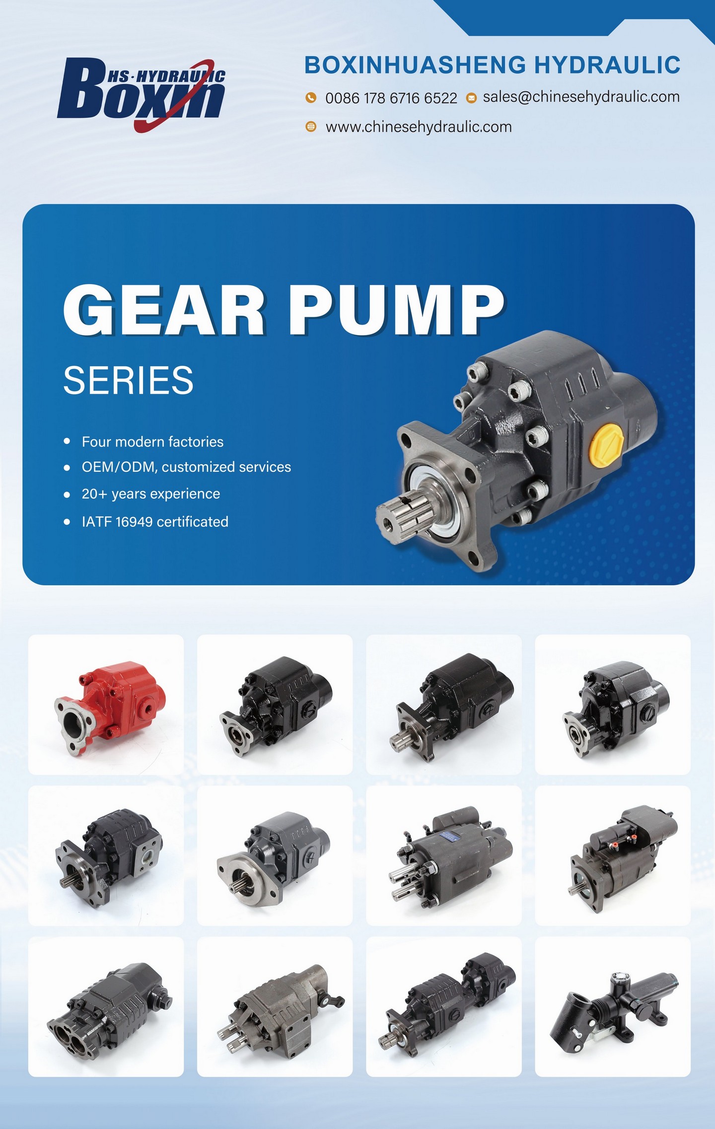 Boxinhuasheng High Pressure Hydraulic Gear Pumps and Piston Pumps