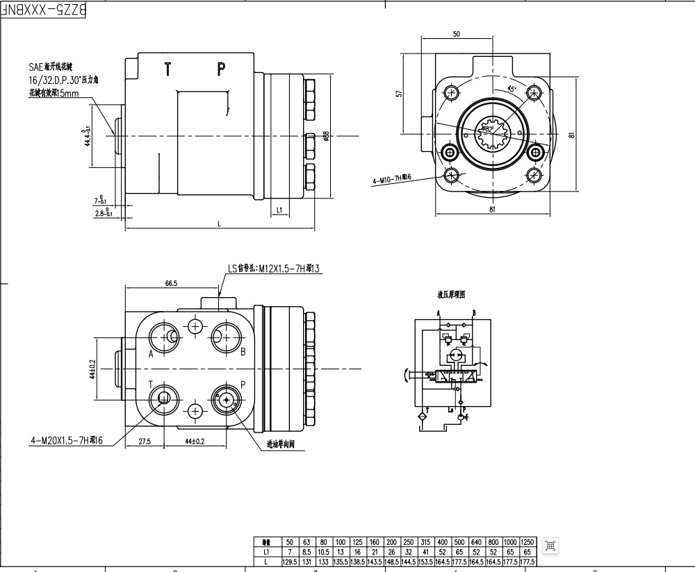 TLF-E800 800 ml/r 60 L/min 转向器 drawing image